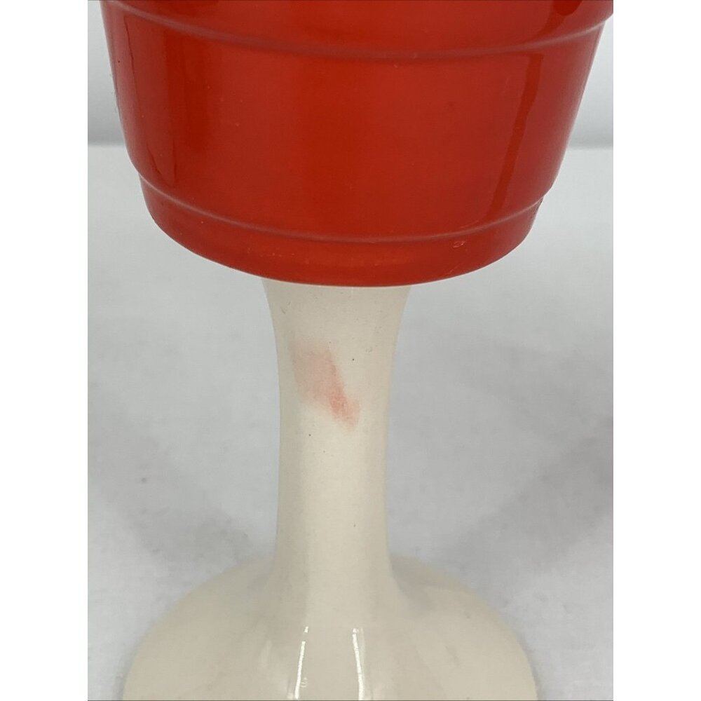 Red Solo Cup Living Reusable Stem Wine Cup Red Barware Ceramic 8" Lot of 2 - Picture 5 of 8
